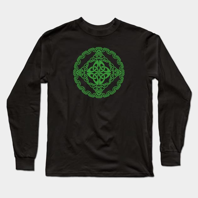 Decorative St Patricks Day Celtic Pattern Long Sleeve T-Shirt by POD Creations